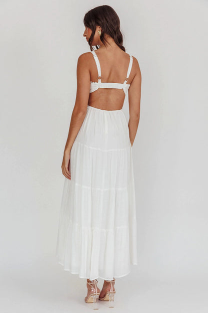 Neptune Cut Out Back A-Line Maxi Dress White