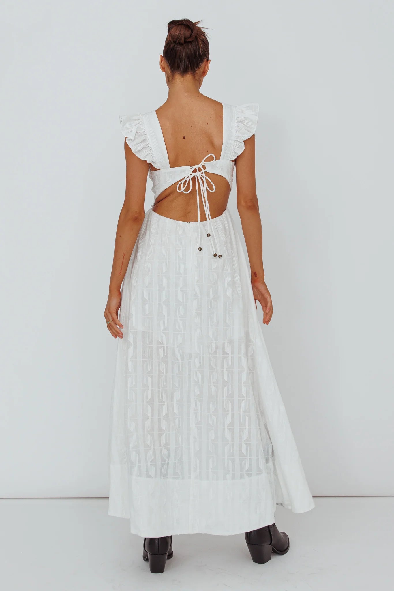 Greatest Hits Ruffle Strap Maxi Dress White
