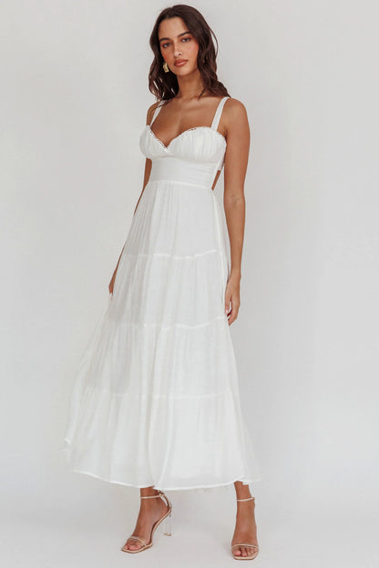 Neptune Cut Out Back A-Line Maxi Dress White